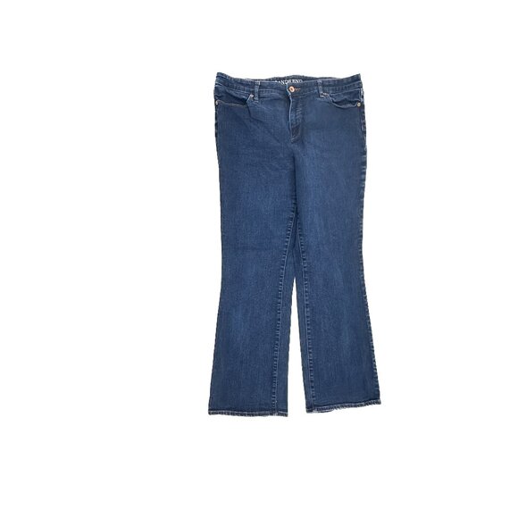 Lands' End Denim - Lands' End Mid Rise Bootcut Women's size 16 Dark Wash Blue Denim Jeans
